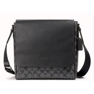 New COACH Men's Black Houston Map Messenger Bag Original Package